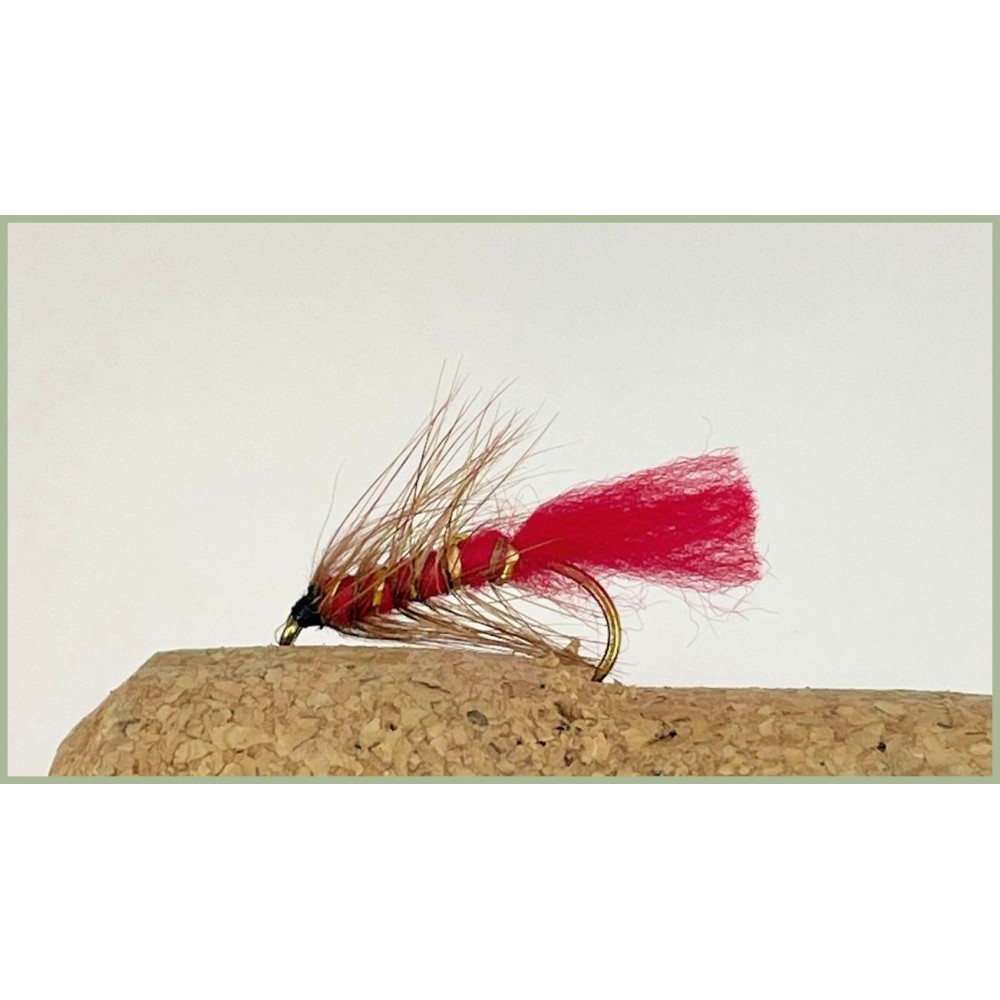 Red Tag, 18 Dry Trout Fishing Flies Soldier Palmer & Gnat in Black and Red Tag, 18 Dry Trout Fishing Flies Soldier Palmer & Gnat in Black and